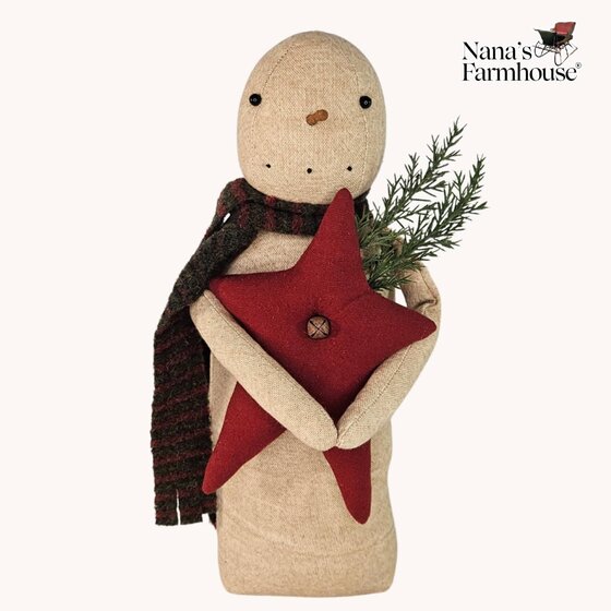 Snowman Holding Red Star
