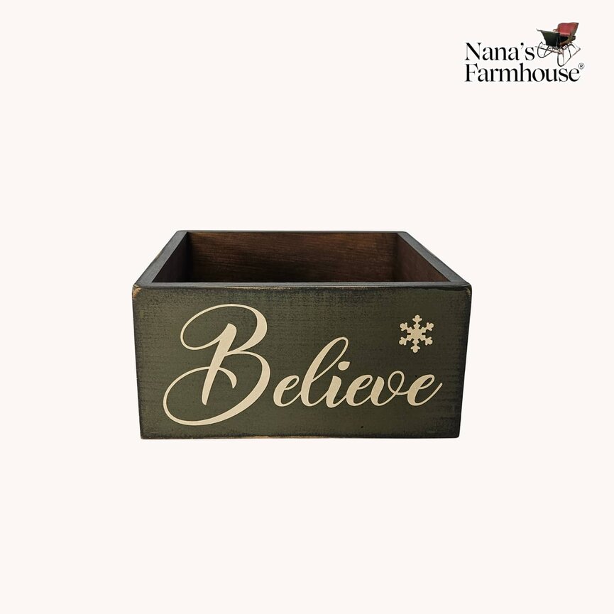 Believe Wooden Box - 10" x 8" x 5"