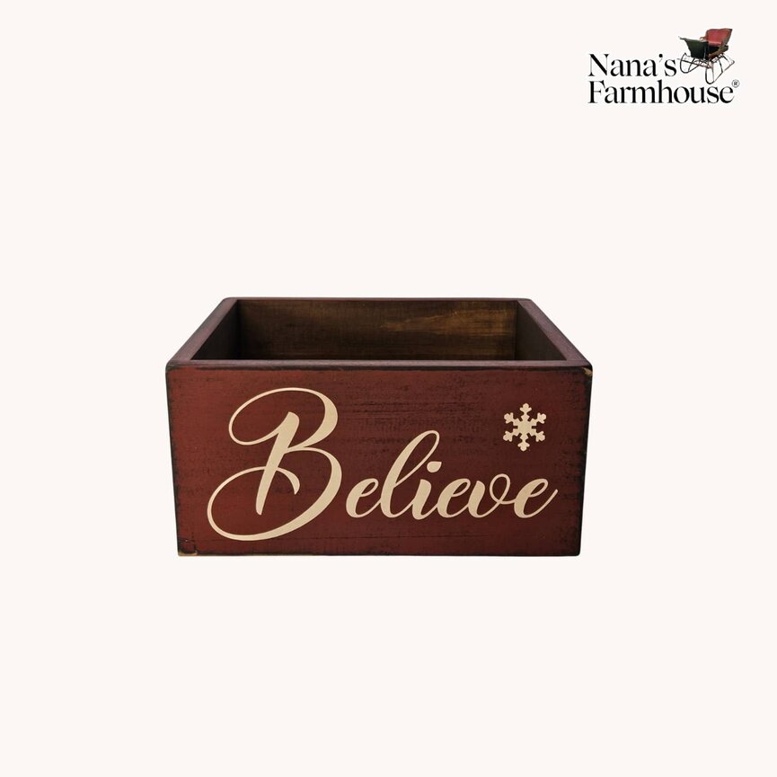 Believe Wooden Box - 10" x 8" x 5"