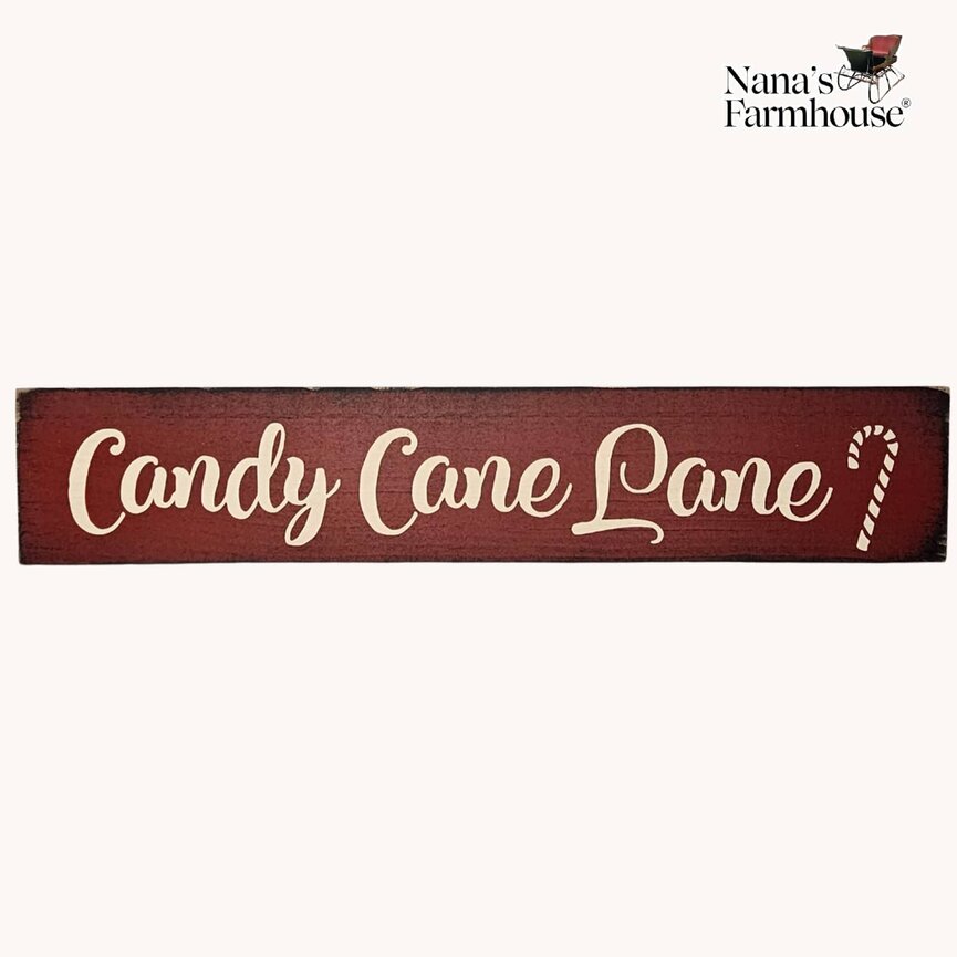 Candy Cane Lane Sign - 18" x 4"