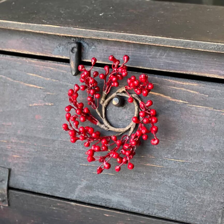 Red Berry Candle Ring - 4" Dia x 1.5" Ctr