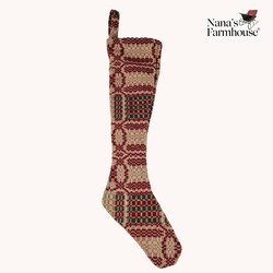 Cambridge Red & Green Christmas Coverlet Stocking - 22"