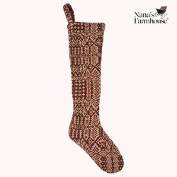 Christmas Coverlet Stocking Green & Red - 22"