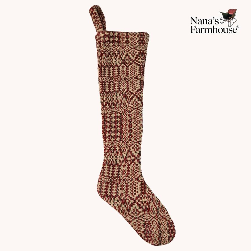 Christmas Coverlet Stocking Green & Red - 22"
