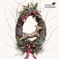 Deer Grapevine Wreath - 24" x 15"