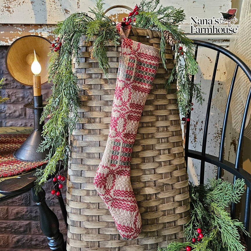 Cambridge Red & Green Christmas Coverlet Stocking - 22"