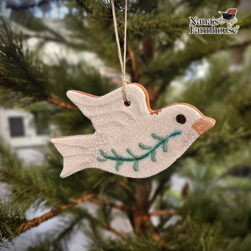 Peace Dove with Olive Branch Ornament - 4.25"
