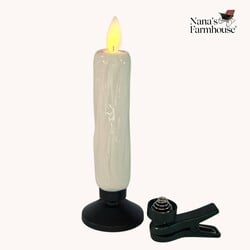 Warm Moving Flame Taper Candle Clip & Base - 5"