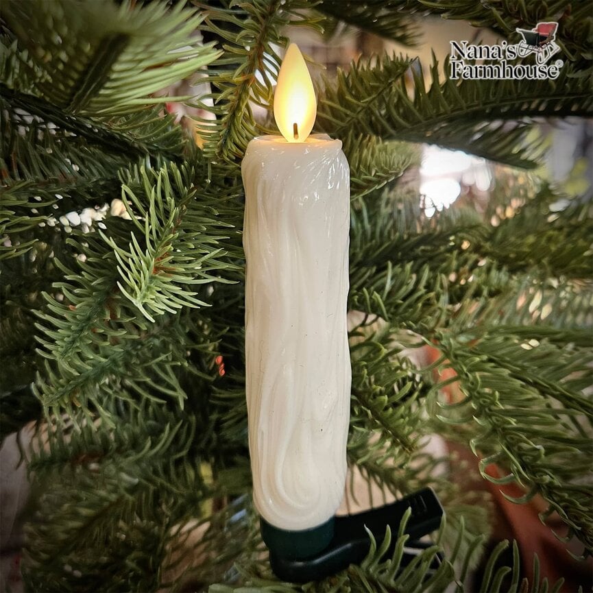Warm Moving Flame Taper Candle Clip & Base - 5"