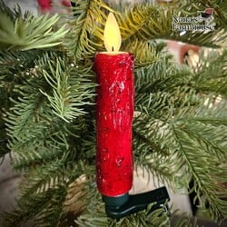 Moving Flame Candle Clip & Base Ruby Red - 5"