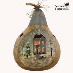 Martin Gourd Lighted with Painted Midnight Clear Primitive Home - 10" x 8"