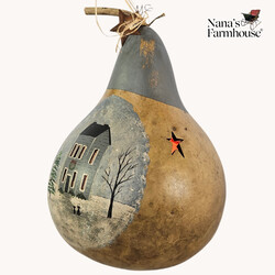 Martin Gourd Lighted with Painted Midnight Clear Primitive Home - 10" x 8"