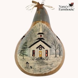 All is Calm Country Church Lighted Martin Gourd Cut - 10" x 7"