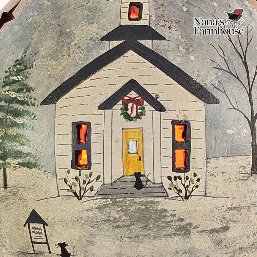 All is Calm Country Church Lighted Martin Gourd Cut - 10" x 7"