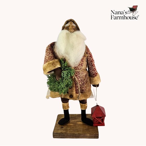 Santa in Coverlet Robe with Red Lantern - 19"
