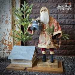 Primitive Santa with Log Cabin - 28"