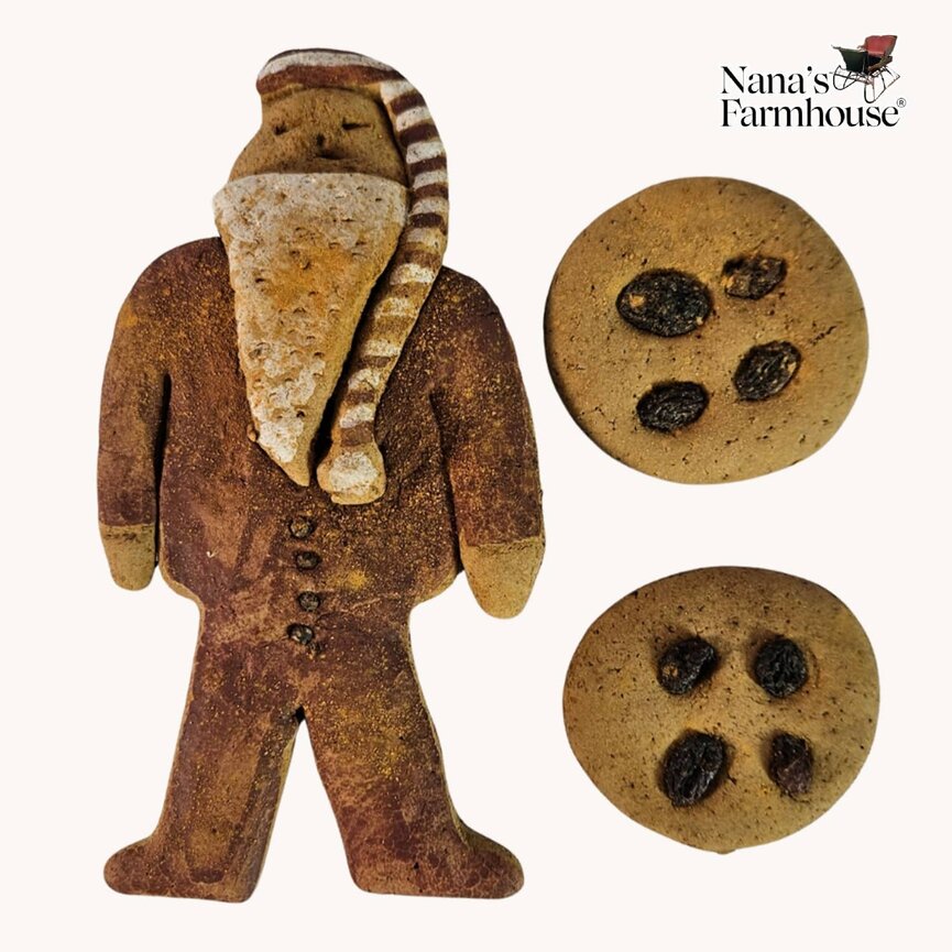 Dough Night Time Santa Long Johns & Two Cookies Handmade - 7.5" x 4.25"