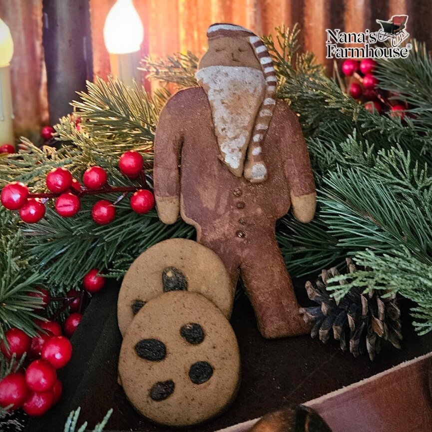 Dough Night Time Santa Long Johns & Two Cookies Handmade - 7.5" x 4.25"