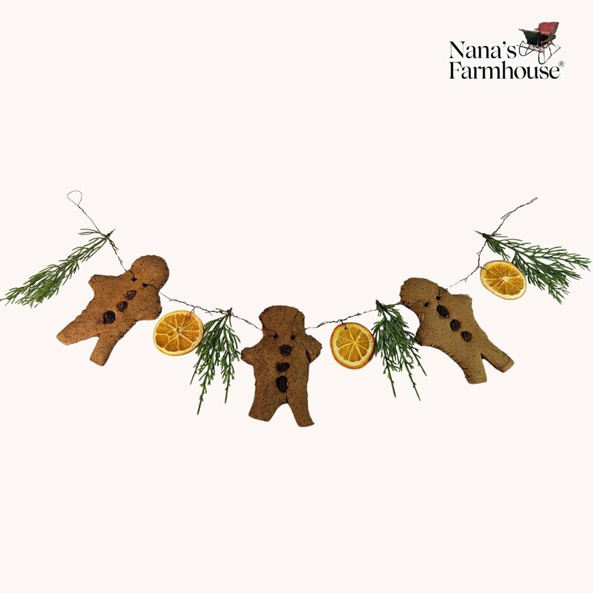 Gingerbread Man & Orange Slice Garland - 27"