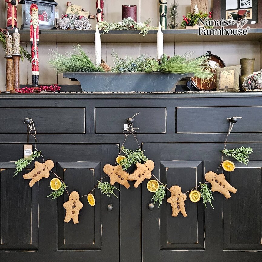 Gingerbread Man & Orange Slice Garland - 27"