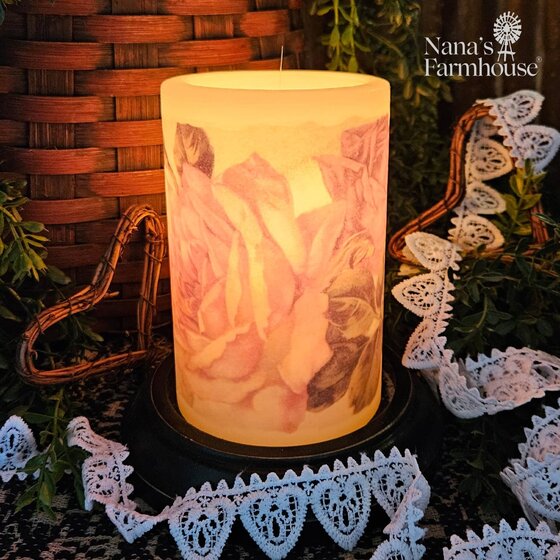 Vintage Roses Candle Sleeve - Vanilla