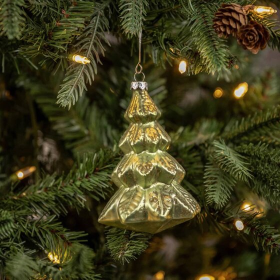 Shiny Green Glass Tree Ornament Glass