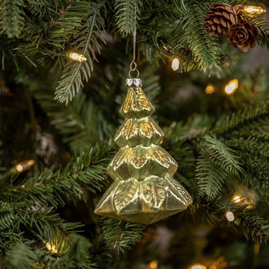 Shiny Green Glass Tree Ornament Glass - 4.75"
