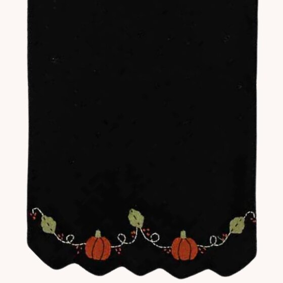 Pumpkins & Vines Black Table Runner