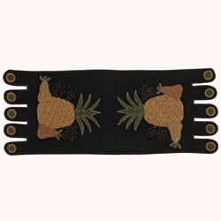 Folk Art Pineapple Black Table Runner - 14" x 36"