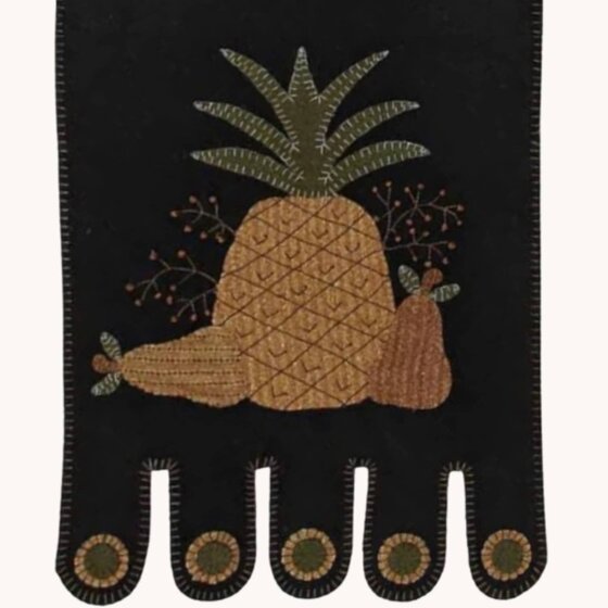 Folk Art Pineapple Black Table Runner