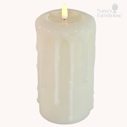 Cream 3D Flame Pillar Candle -  6" x 3.25"