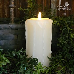 Cream 3D Flame Pillar Candle -  6" x 3.25"
