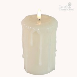 Cream 3D Flame Pillar Candle - 5" x 3.25"