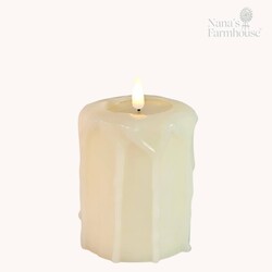 Cream 3D Flame Pillar Candle - 4" x 3.25"