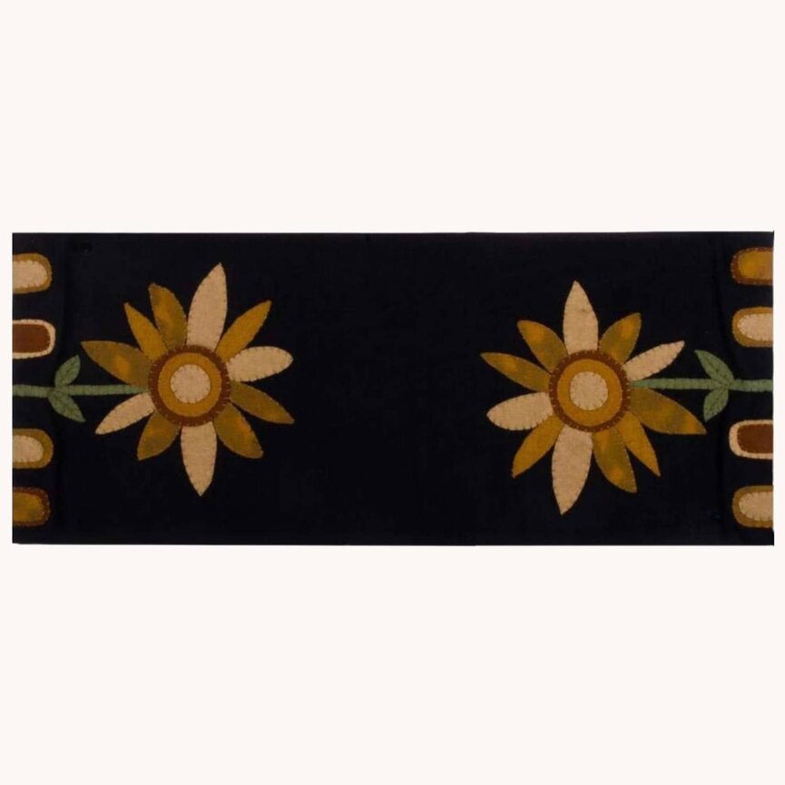 Sunflower Power Table Runner Black Felt - 14" x 36"