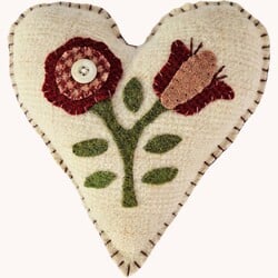 Heart Floral Applique Bowl Filler Pillow - 7"