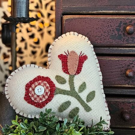 Heart Floral Applique Bowl Filler Pillow