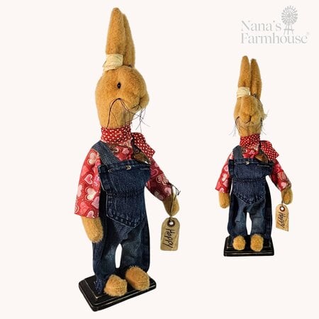 Happy Boy Rabbit Doll in Overalls
