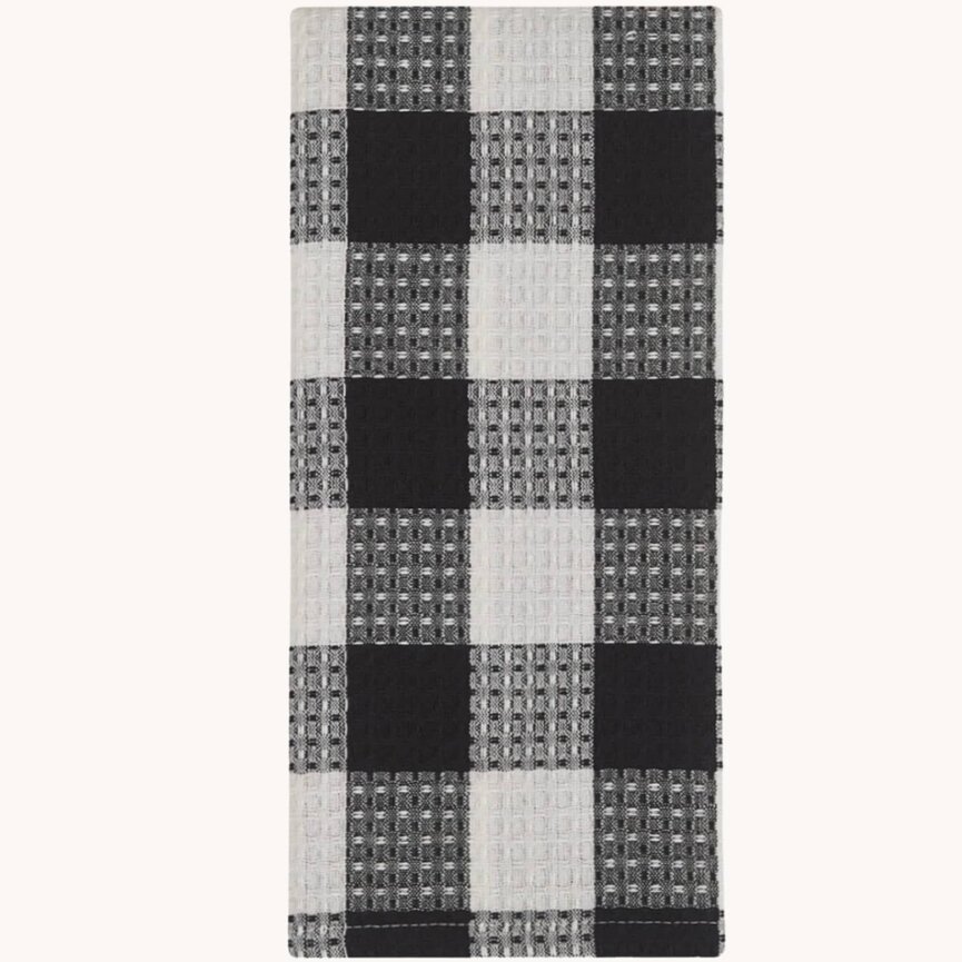 Wicklow Check Waffle Dishtowel Black & Cream - 18" x 28"