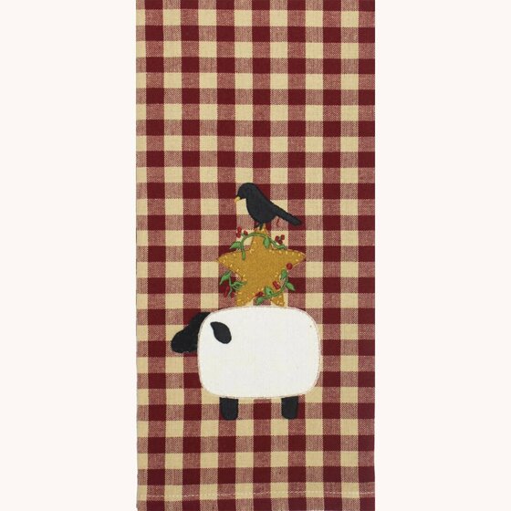 Country Stack Crow, Star & Sheep Dishtowel