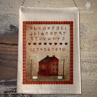 ABC Sampler with Salt Box House Flour Sack Towel