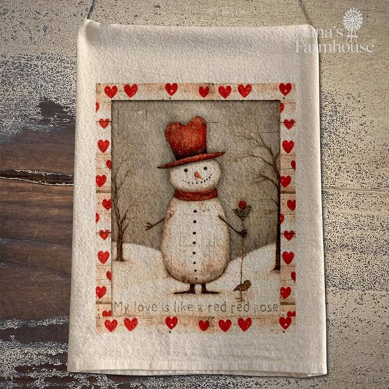 My Love Is Like A Red, Red Rose Flour Sack Towel