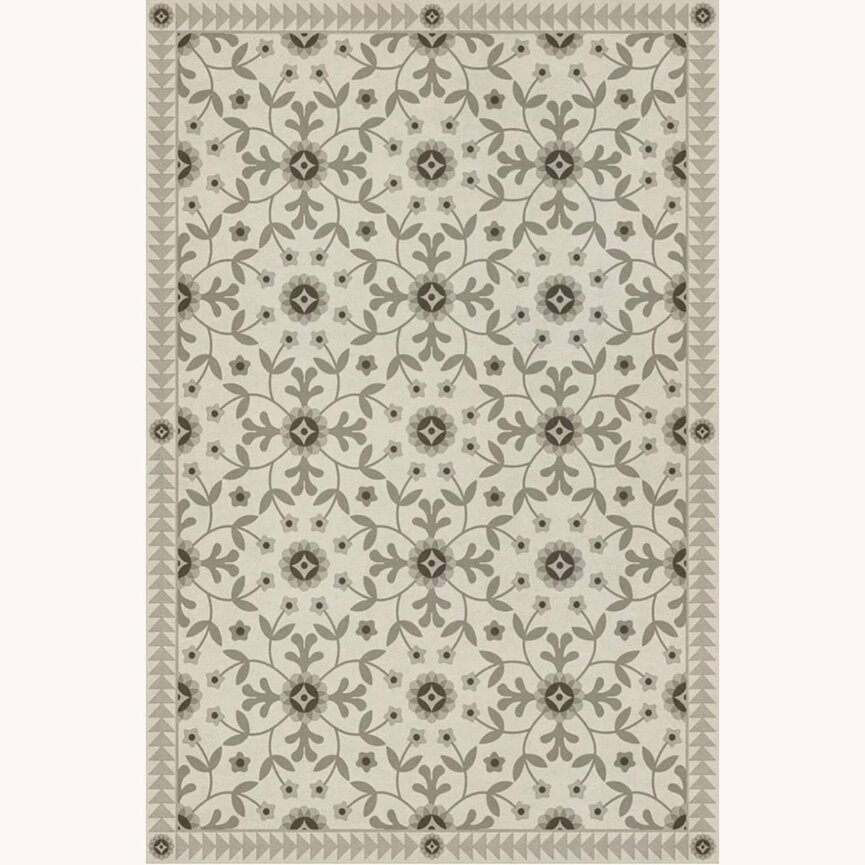 American Folk Art Museum Vintage Vinyl Floor Cloth Whig Rose