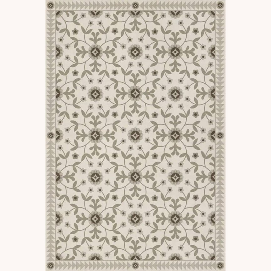 American Folk Art Museum Vintage Vinyl Floor Cloth Whig Rose