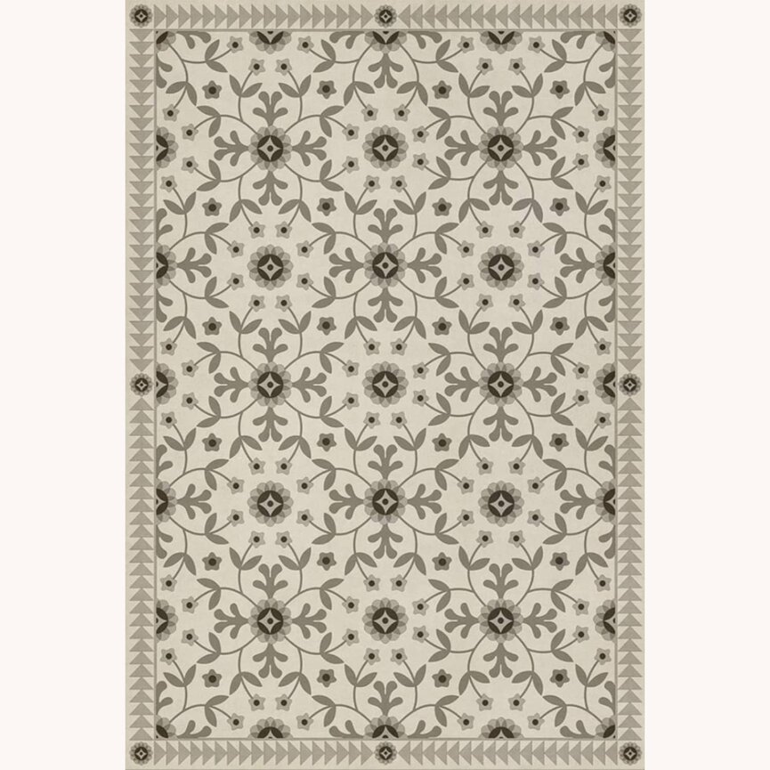 American Folk Art Museum Vintage Vinyl Floor Cloth Whig Rose