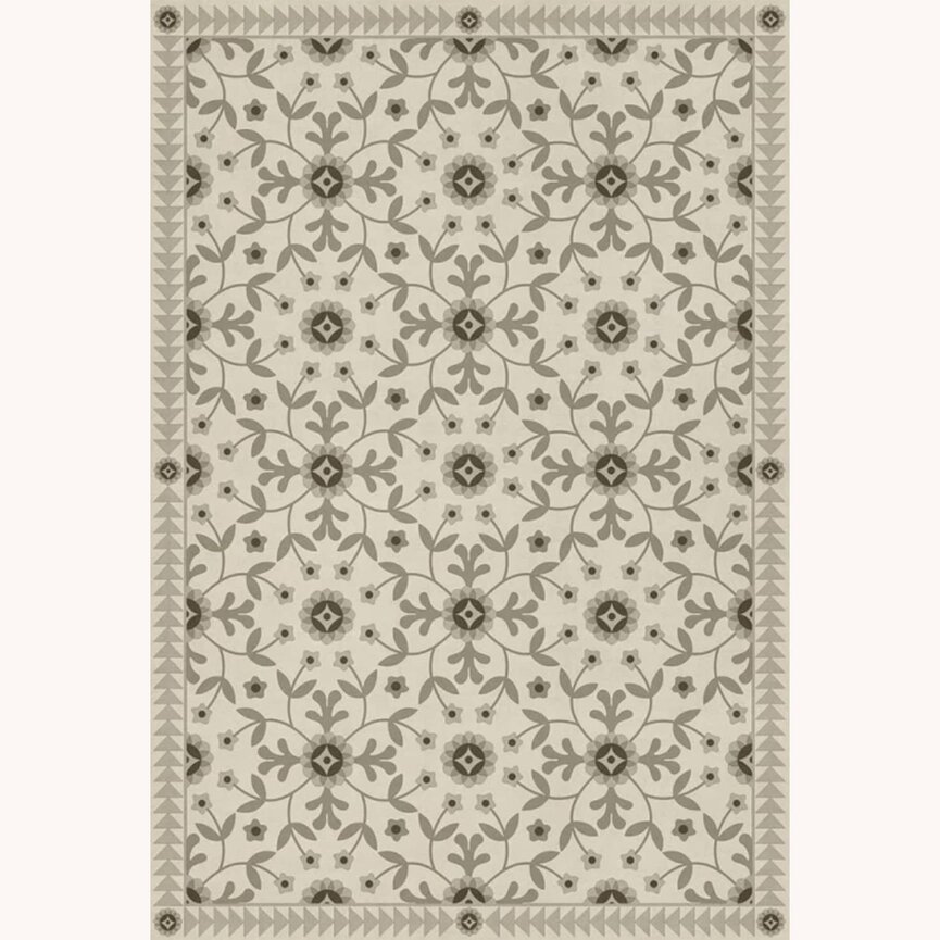 American Folk Art Museum Vintage Vinyl Floor Cloth Whig Rose