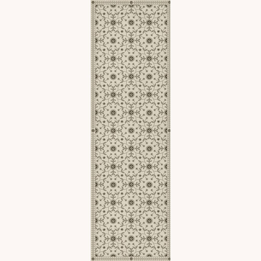 American Folk Art Museum Vintage Vinyl Floor Cloth Whig Rose