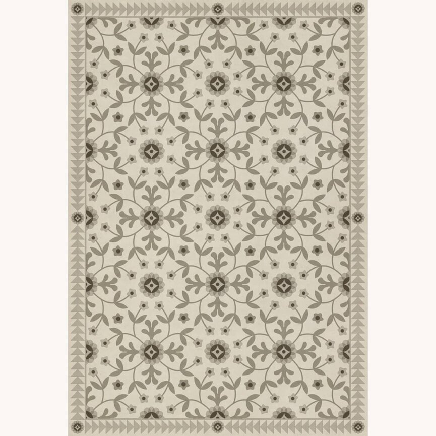 American Folk Art Museum Vintage Vinyl Floor Cloth Whig Rose