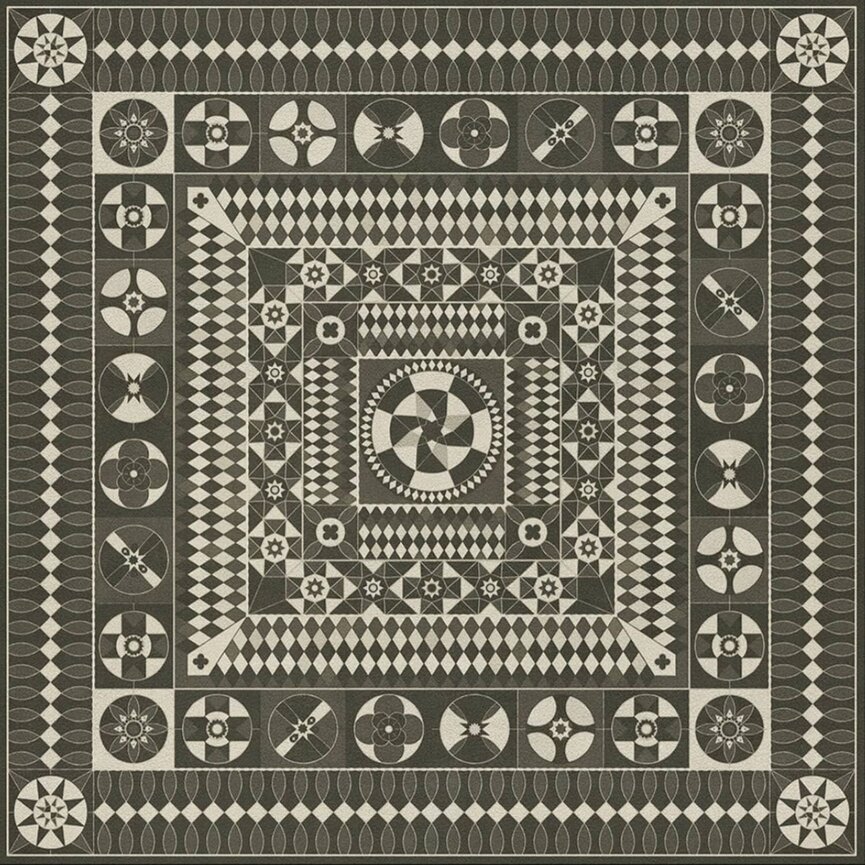 American Folk Art Museum Vintage Vinyl Floor Cloth Soldiers Quilt