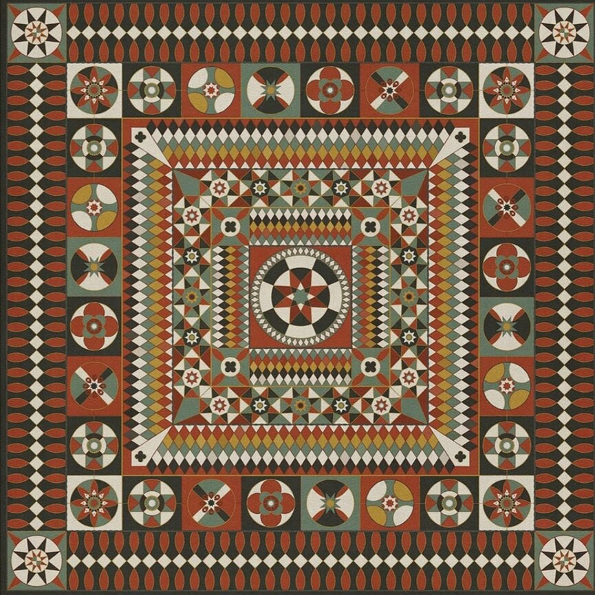 American Folk Art Museum Vintage Vinyl Floor Cloth Soldiers Quilt